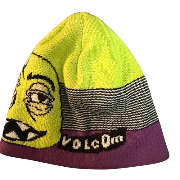 Volcom Monster Face Beanie Hat – Green Purple Black - Picture 3 of 3